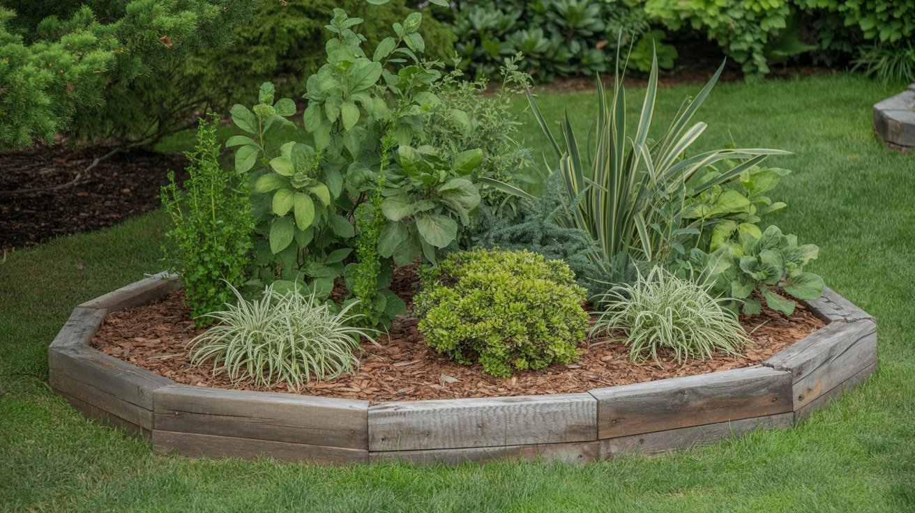 Healthy mulch bed maintained to prevent yellow slime mold growth.