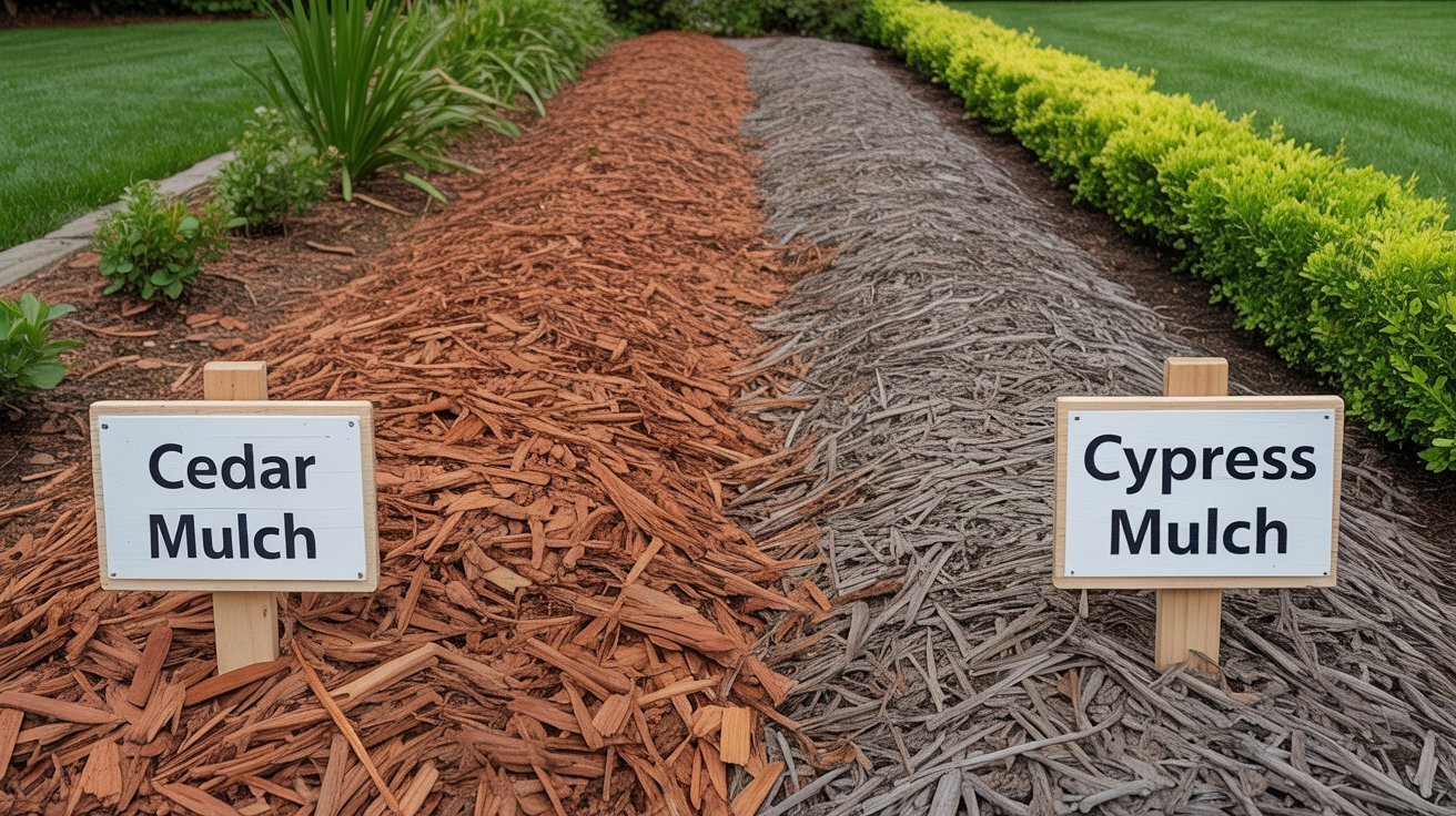 comparison of cedar mulch vs cypress mulch in garden beds