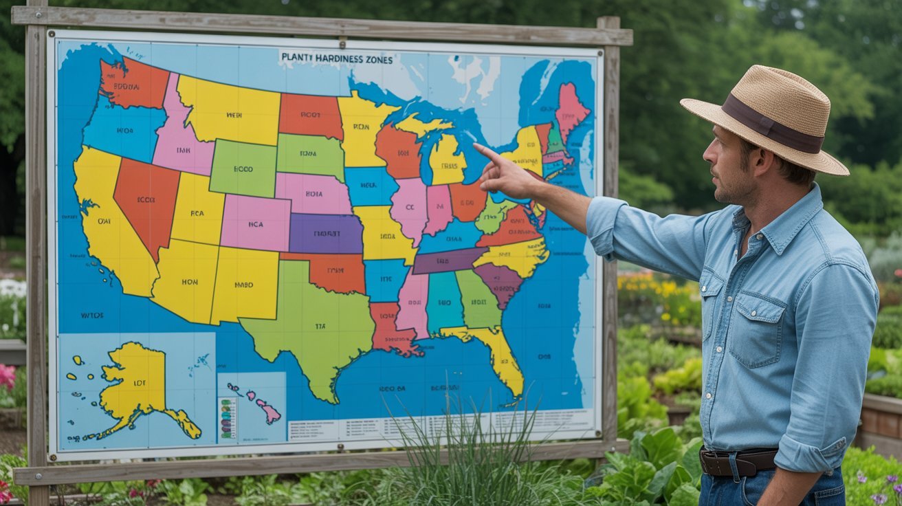 USDA plant hardiness zone map showing growing regions for summer vegetables
