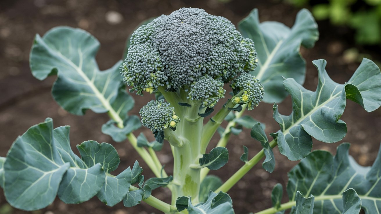 Small broccoli side shoots ready to be harvested.