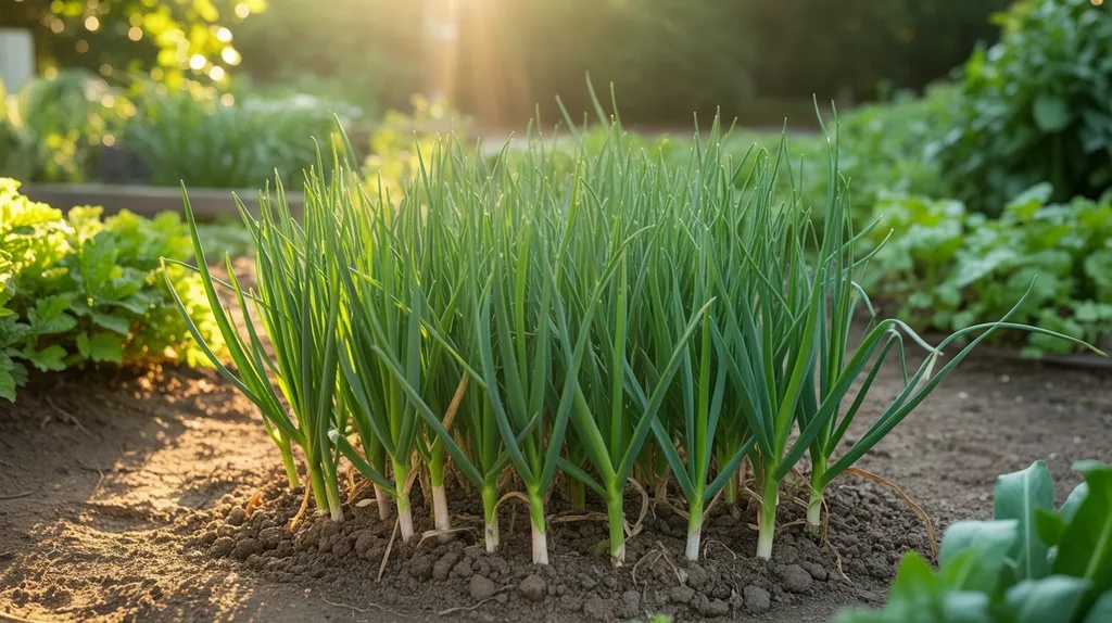 Garlic plants grow successfully in full sunlight.