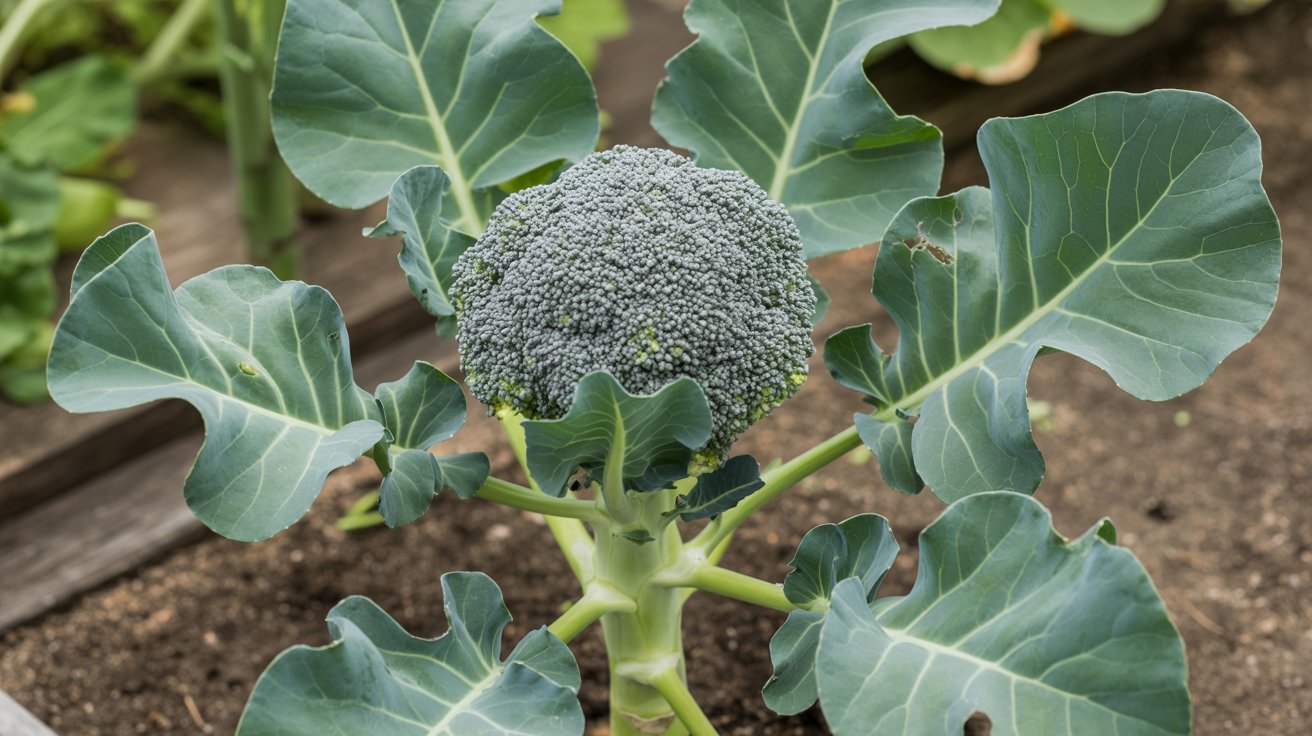 Broccoli plant growing side shoots after the main head was harvested.