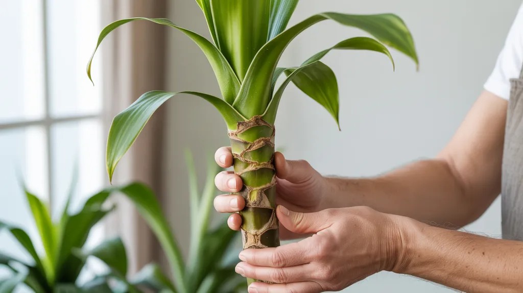 Close-up of a healthy corn plant stem cutting showing nodes used for propagation.