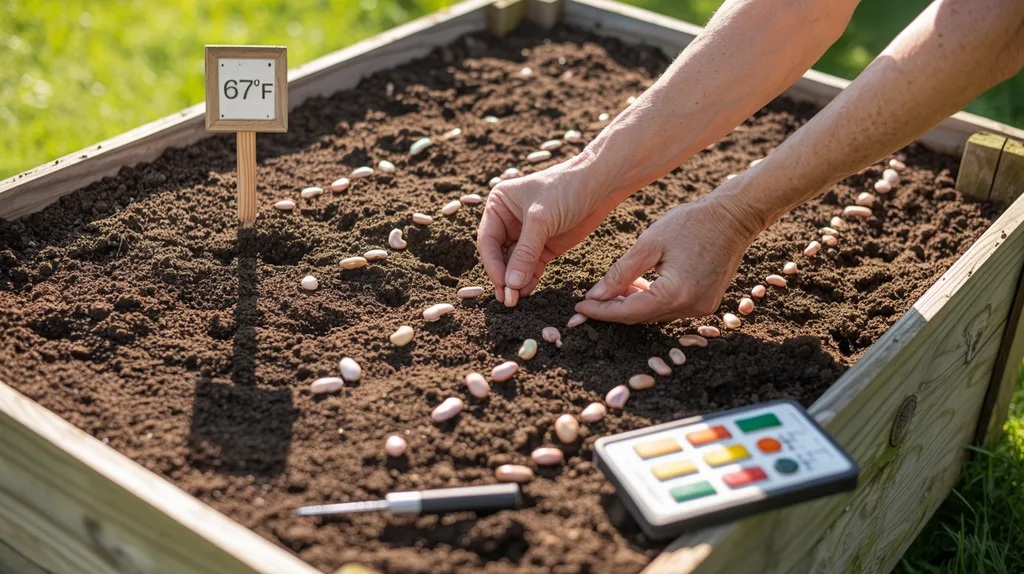 Planting bush beans in warm soil after last frost