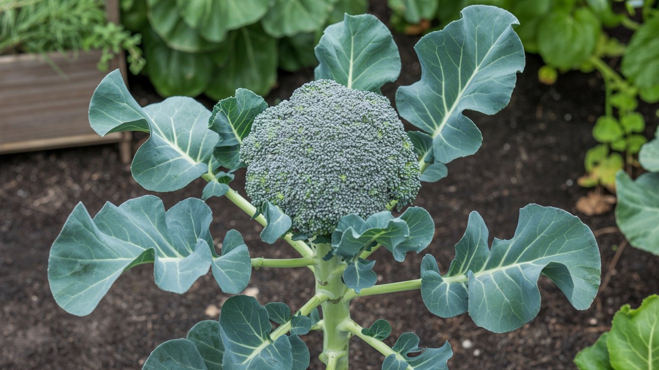 Broccoli plant producing additional harvests from side shoots.